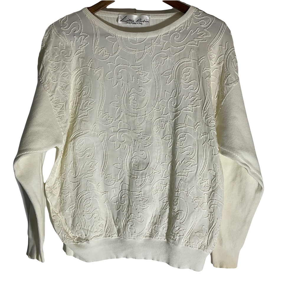 Lillie Rubin Hand Knitted in Italy Long Sleeve Round Neck Pretty Knit Design 44 - Picture 1 of 16